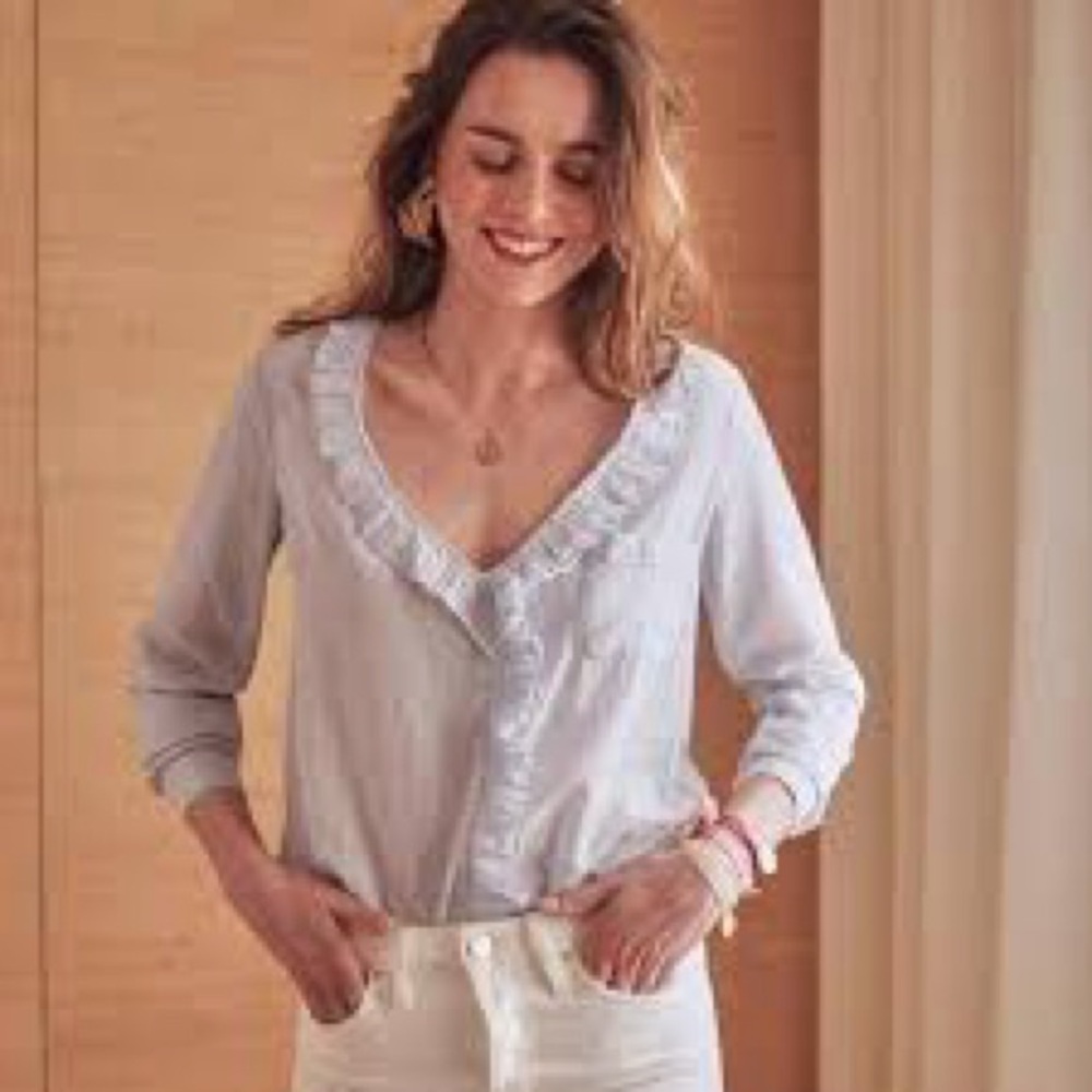 Sezane Capucine Ruffle Blouse 36 small